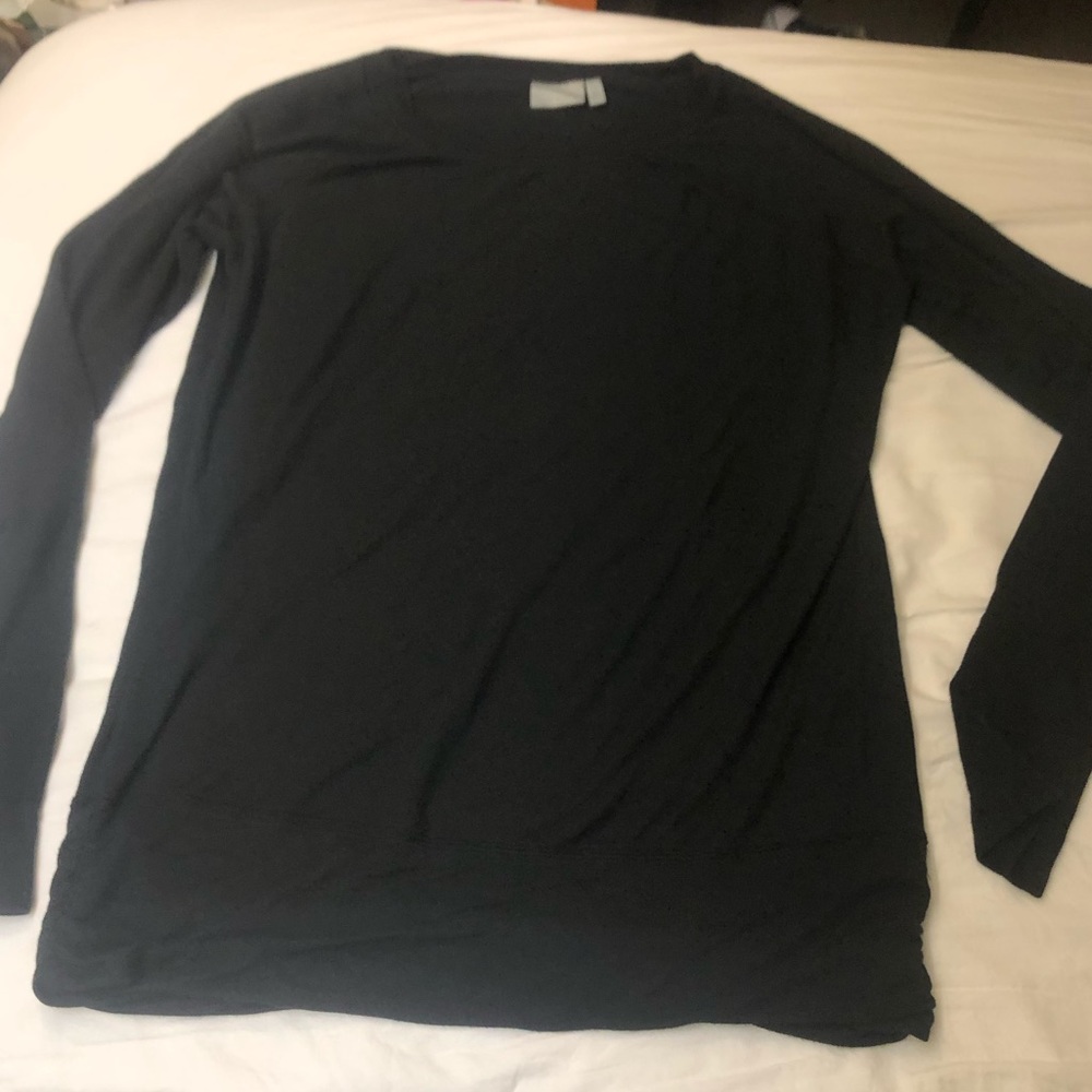 Athleta Black Sweat Shirt Ruched Size Large